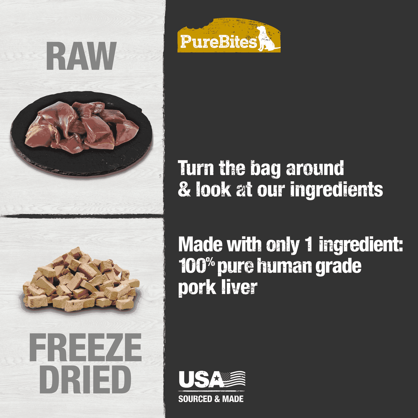 PureBites Freeze Dried Dog Treats, Pork Liver 3.5oz,