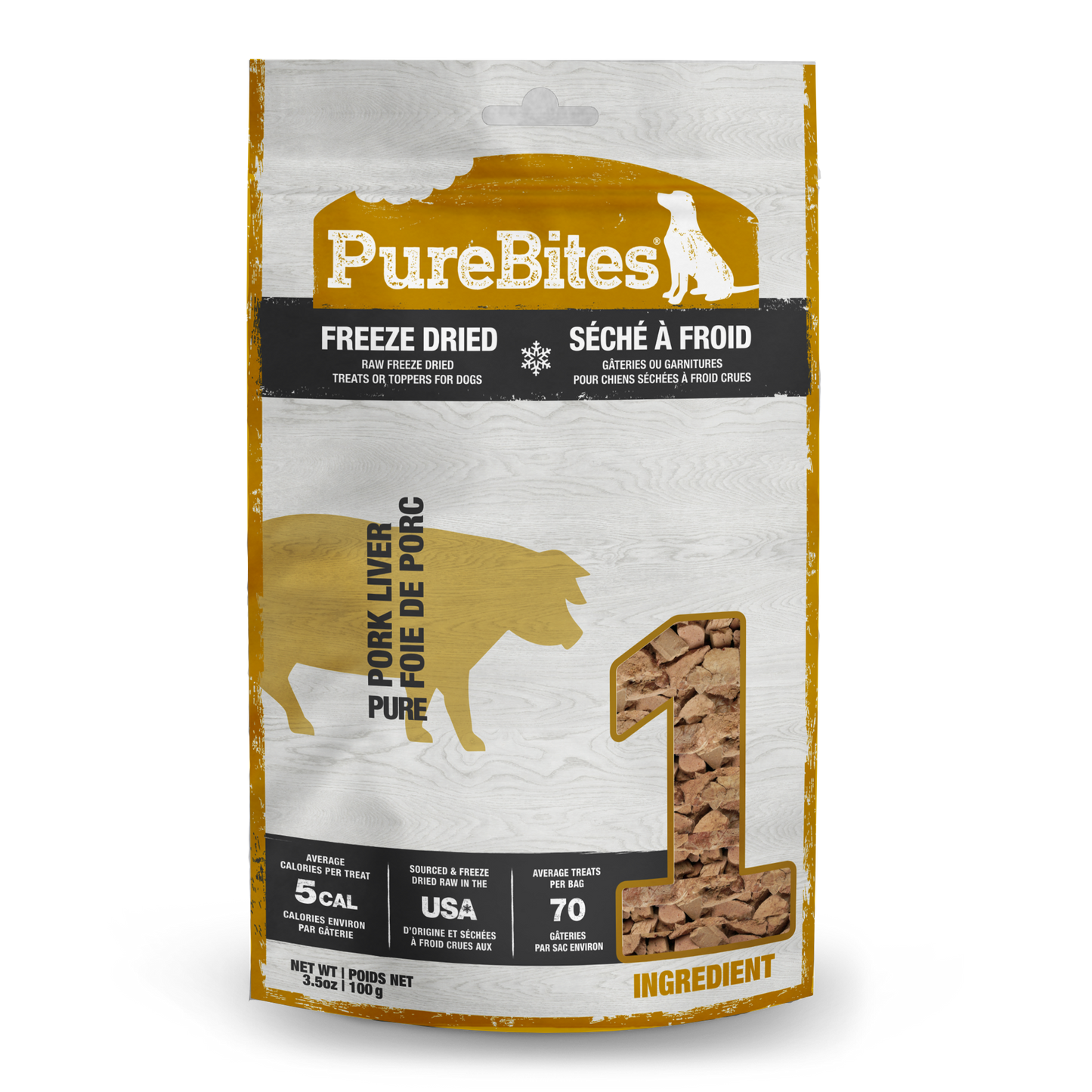 PureBites Freeze Dried Dog Treats, Pork Liver 3.5oz,
