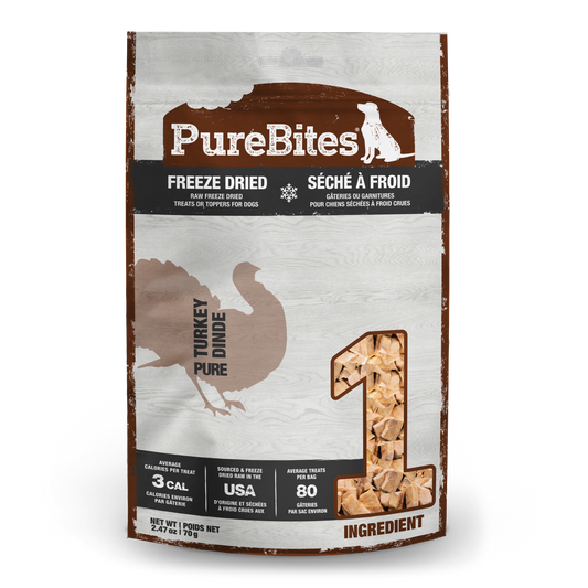 PureBites Freeze Dried Dog Treats, Turkey 2.47oz