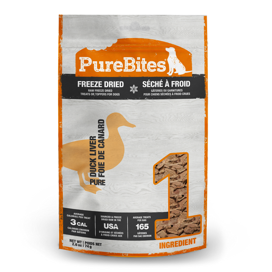 PureBites Freeze Dried Dog Treats, Duck Liver, 2.61oz