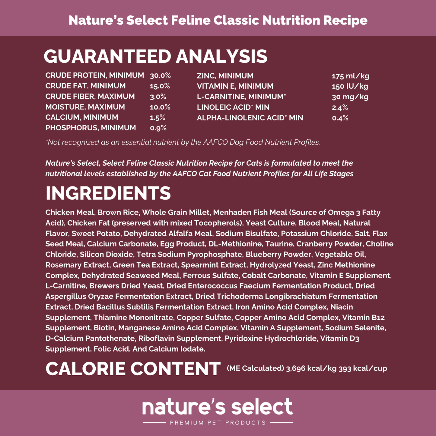 Select Feline Classic Nutrition Recipe