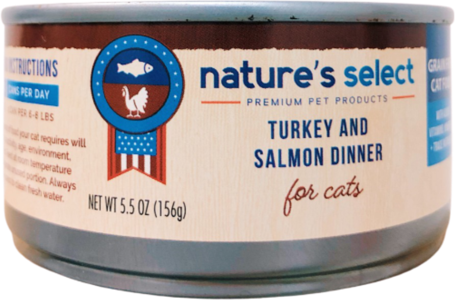 Natures Select Turkey & Salmon Dinner for Cats 5.5oz can