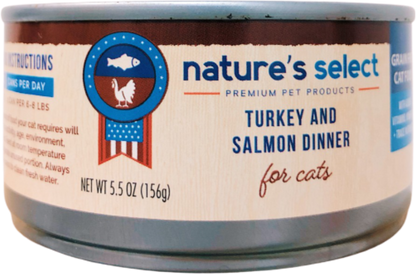 Natures Select Turkey & Salmon Dinner for Cats 5.5oz can